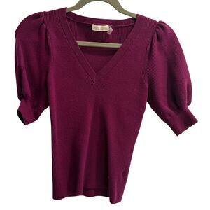 Ramy Brook New York Size XS Rory Puff Short Sleeve Sweater Mulberry